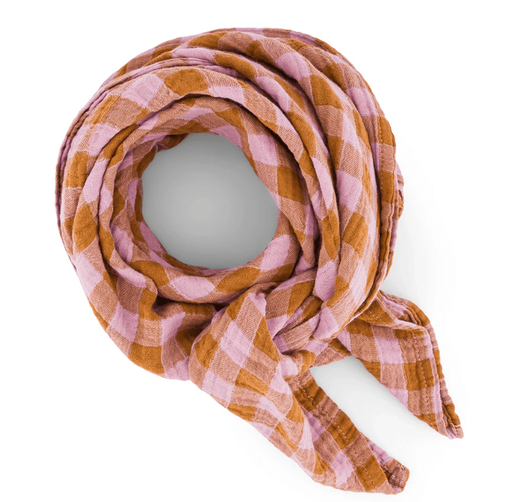 Couverture à langer - Vichy Caramel Mauve - boutique décoration Montreal