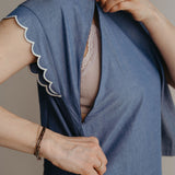 Pauline - Haut d'allaitement bleu