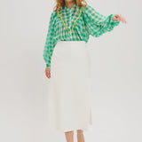 Edith en vert et blanc