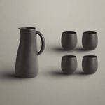 Ensemble Cruche & 4 Tasses en Grès - Plate - boutique décoration Montreal