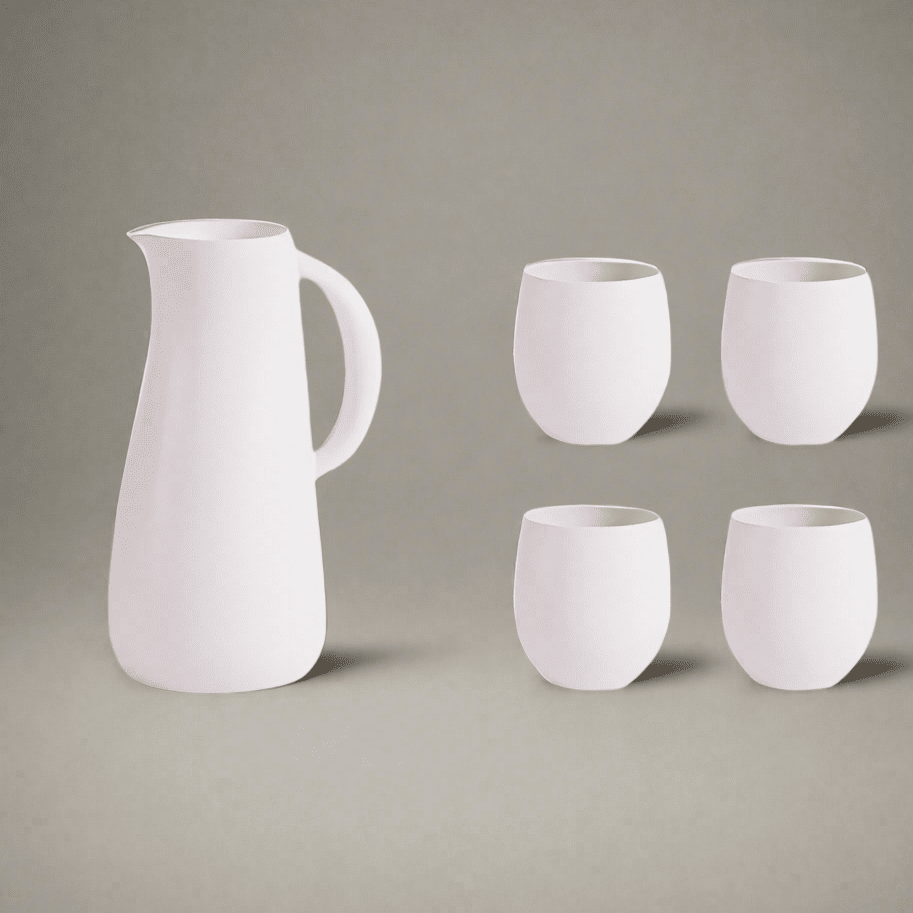 Ensemble Cruche & 4 Tasses en Grès - Plate - boutique décoration Montreal