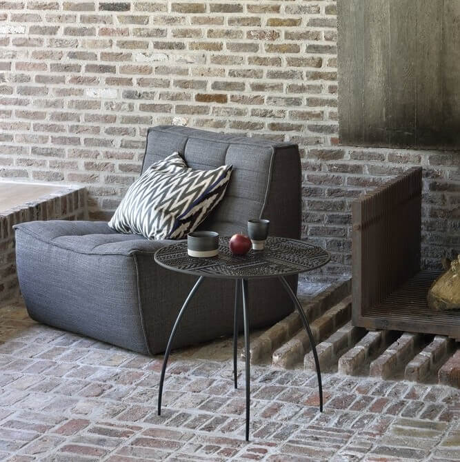 fauteuil ethnicraft une place, tissu gris résistant