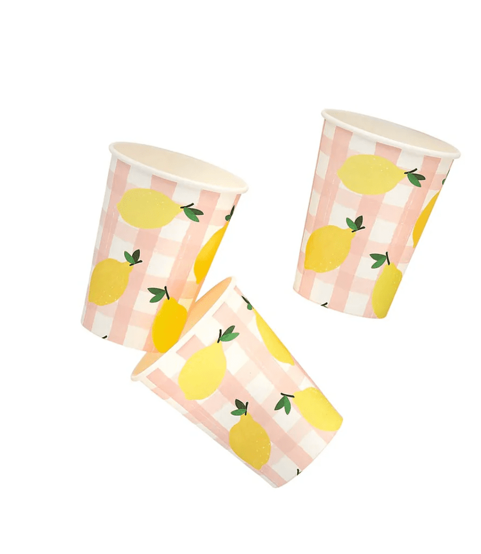 Gobelets carton - Citron vichy - Accessories - Kids - boutique décoration Montreal