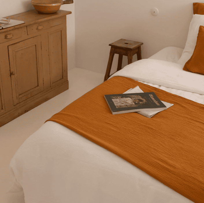 Grand Plaid/ Nappe Safran - boutique décoration Montreal