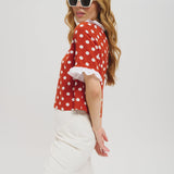 Laetitia polka-dot top