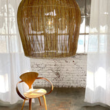 Rattan Bell or Bulb Pendant Light