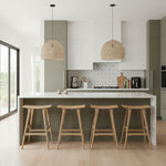 luminaire suspendu rotin comptoir cuisine