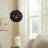 Luminaire suspendu Romika - Rotin Noir Mat