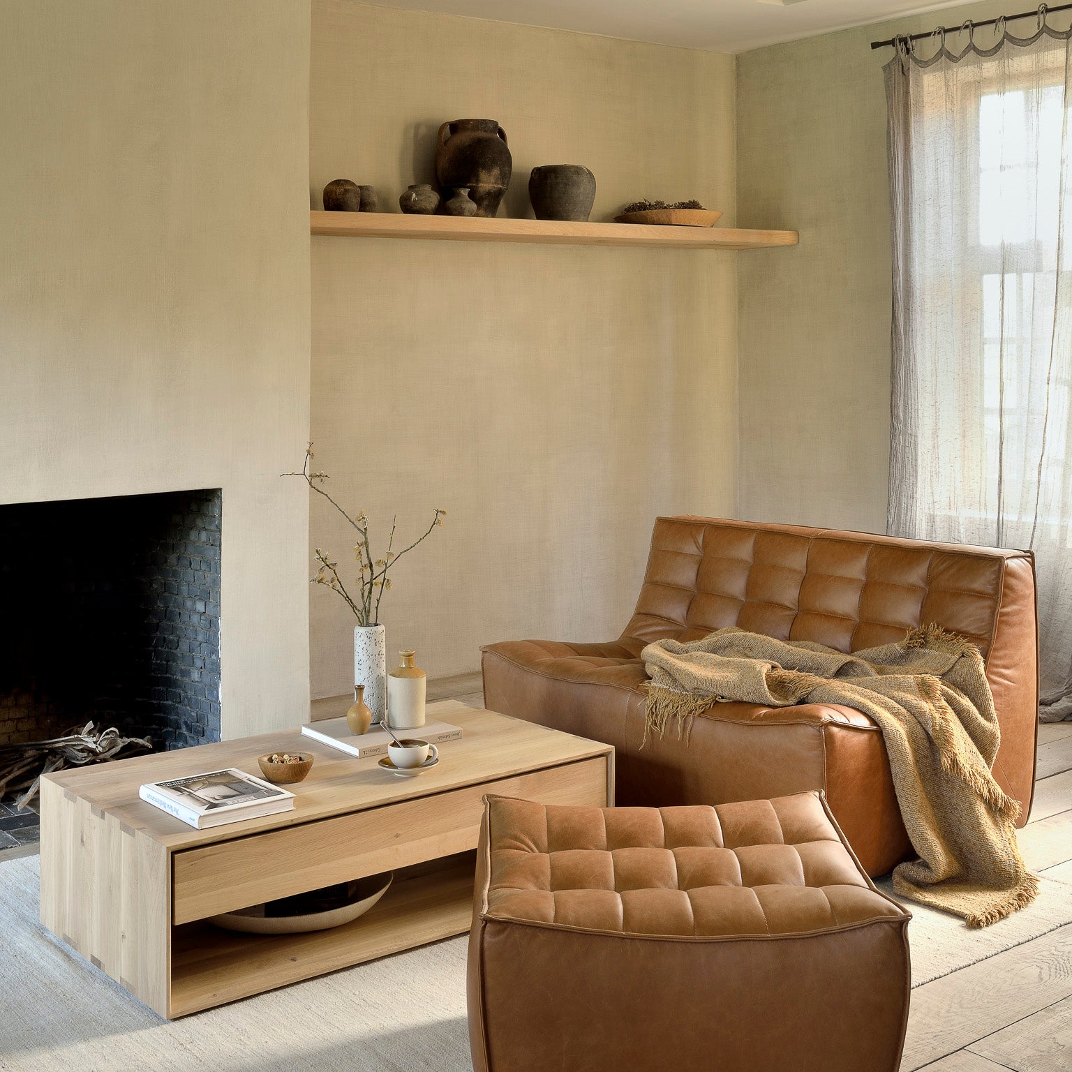 Sofa N701 en cuir Aniline Ethnicraft, canapé en cuir, design belge