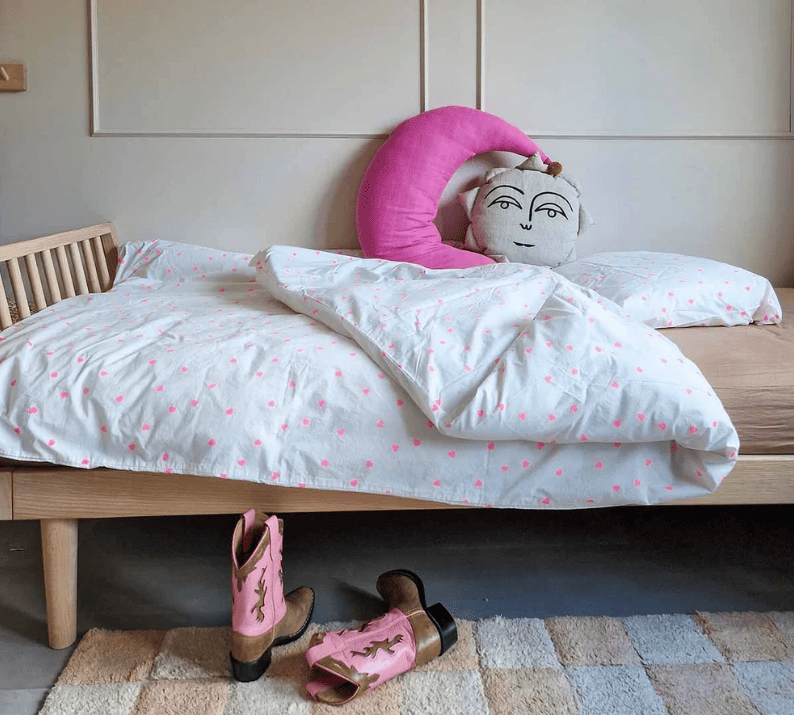 Parure de lit Plume - Coeur rose fluo - boutique décoration Montreal