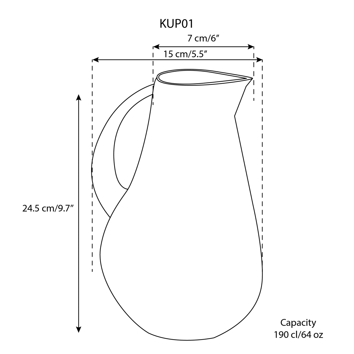 Pichet en grès Kuduo 190cl - Pitcher - boutique décoration Montreal
