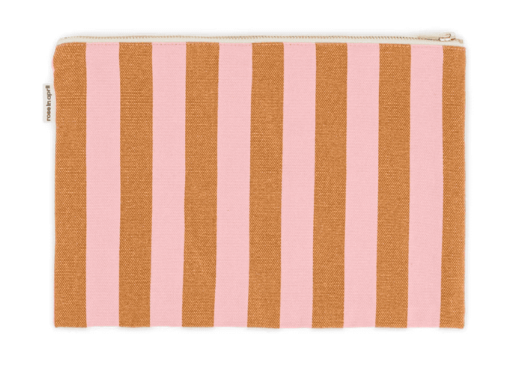 Pochette LILI - Rayures Caramel et Rose - boutique décoration Montreal