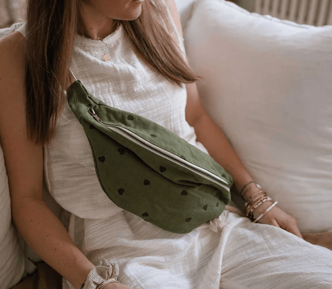 Sac Banane kaki coeur - boutique décoration Montreal