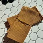 Serviettes de table en lin - Rayures Caramel - boutique décoration Montreal