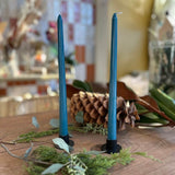 Set de 2 Chandelles - Bleu Paon - boutique décoration Montreal