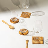 Sous tasses en bois d'olivier carré - set de 4 - Utensils - boutique décoration Montreal