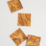 Sous tasses en bois d'olivier carré - set de 4 - Utensils - boutique décoration Montreal