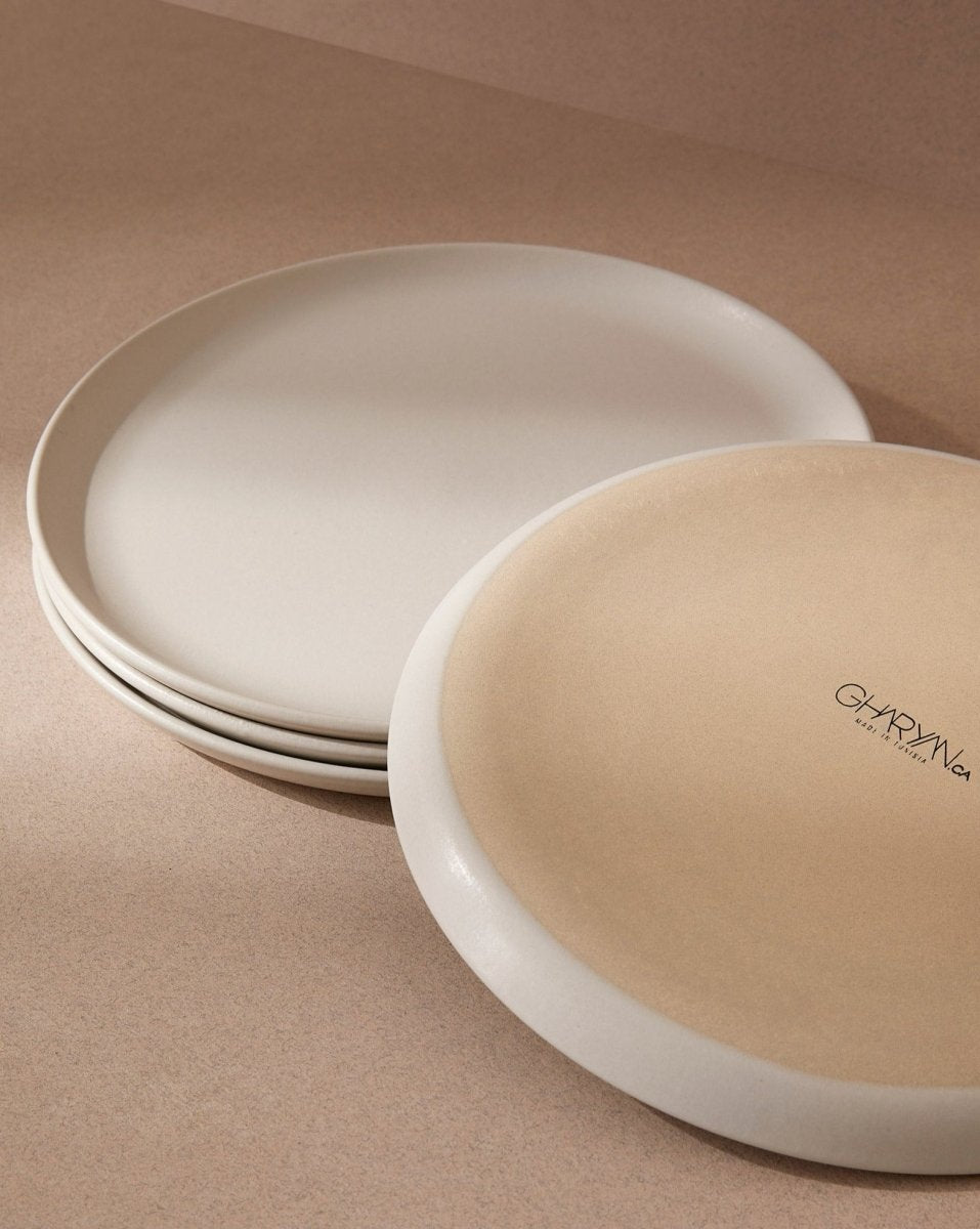 Stoneware Flat Salad/Dinner Plate | Edan 9.4" - Set of 4 - Plate - boutique décoration Montreal