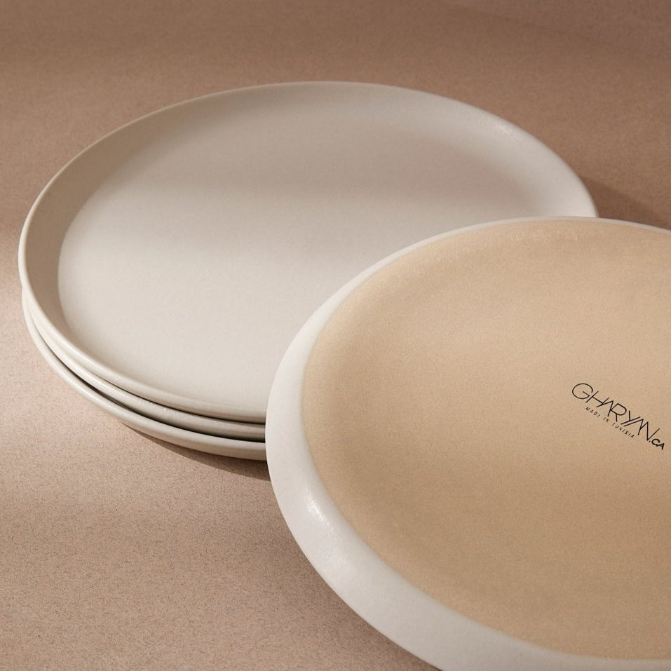 Stoneware Flat Salad/Dinner Plate | Edan 9.4" - Set of 4 - Plate - boutique décoration Montreal