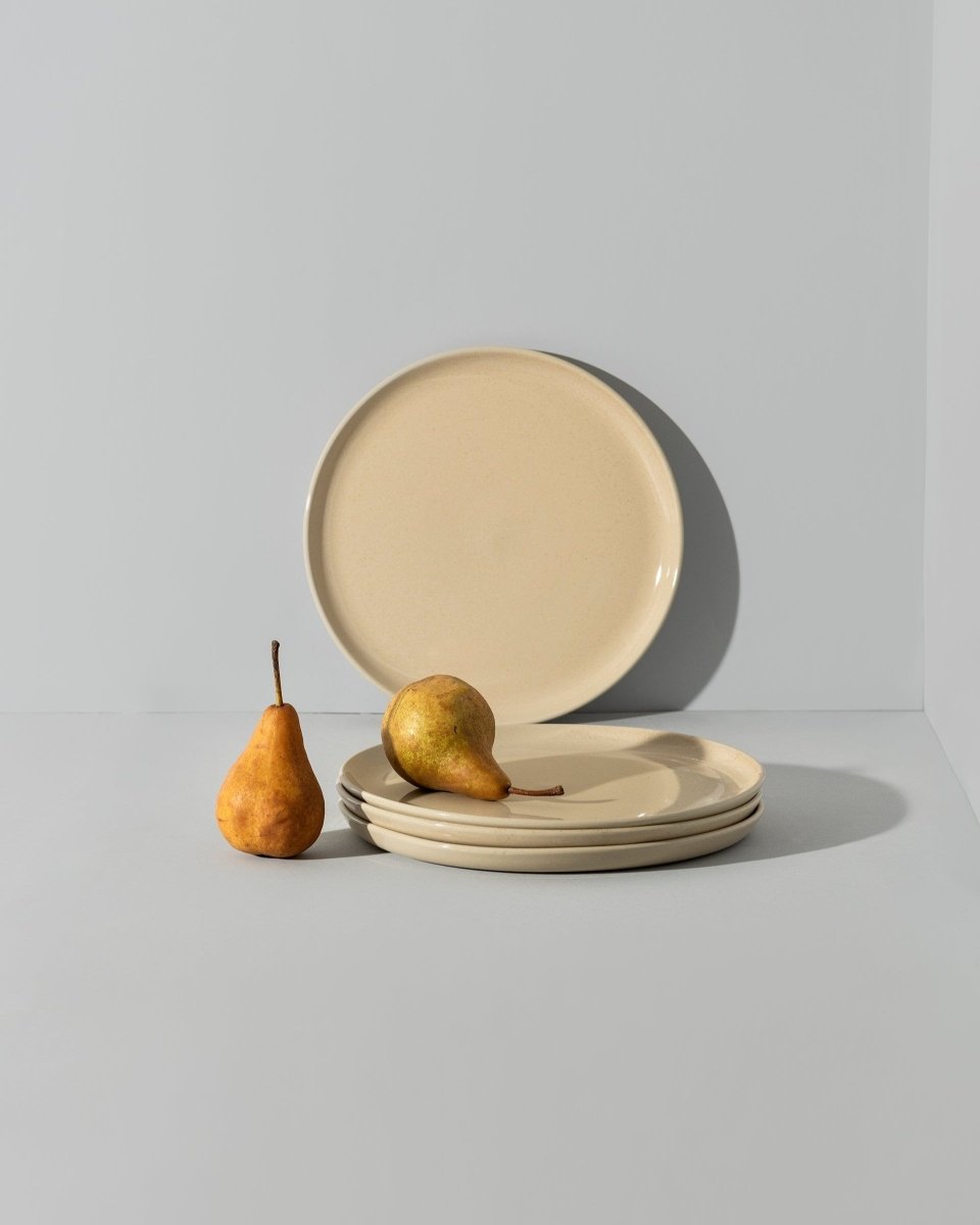 Stoneware Flat Salad/Dinner Plate | Edan 9.4" - Set of 4 - Plate - boutique décoration Montreal