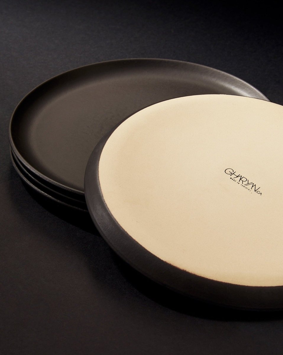 Stoneware Flat Salad/Dinner Plate | Edan 9.4" - Set of 4 - Plate - boutique décoration Montreal