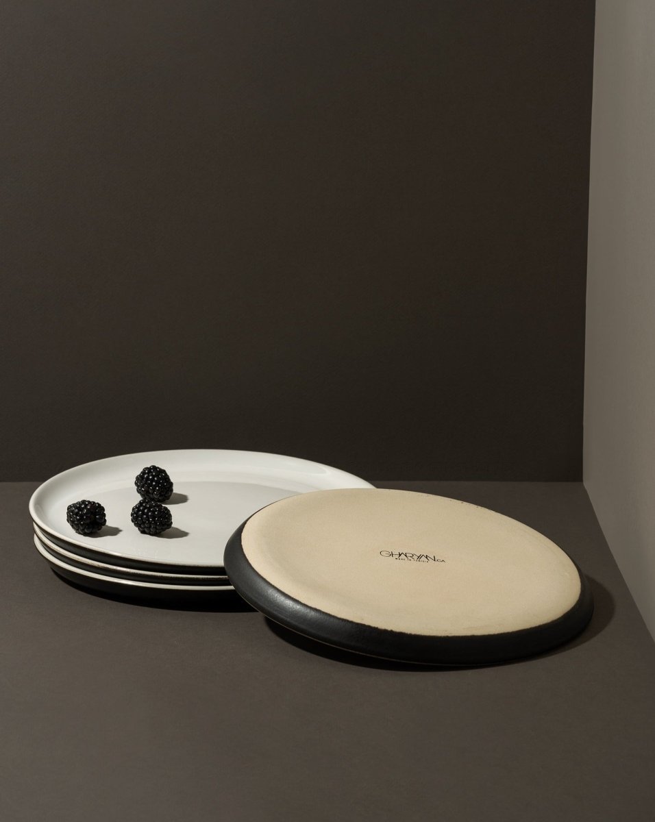 Stoneware Flat Salad/Dinner Plate | Edan 9.4" - Set of 4 - Plate - boutique décoration Montreal