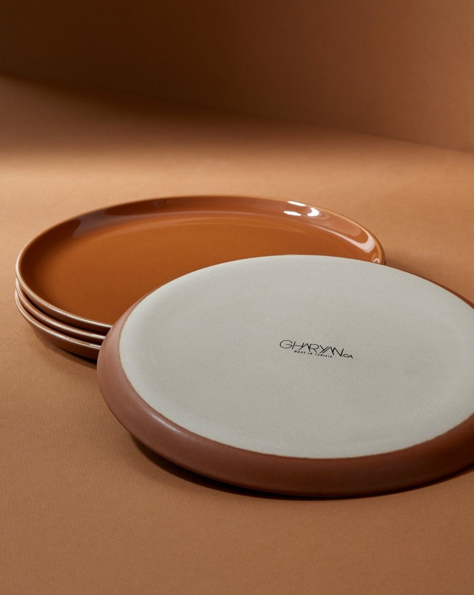 Stoneware Flat Salad/Dinner Plate | Edan 9.4" - Set of 4 - Plate - boutique décoration Montreal
