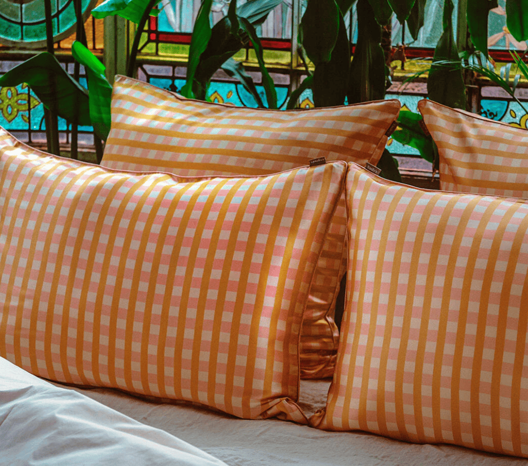 Taie d'oreiller Apache Vichy Rose - taie d'oreiller - boutique décoration Montreal