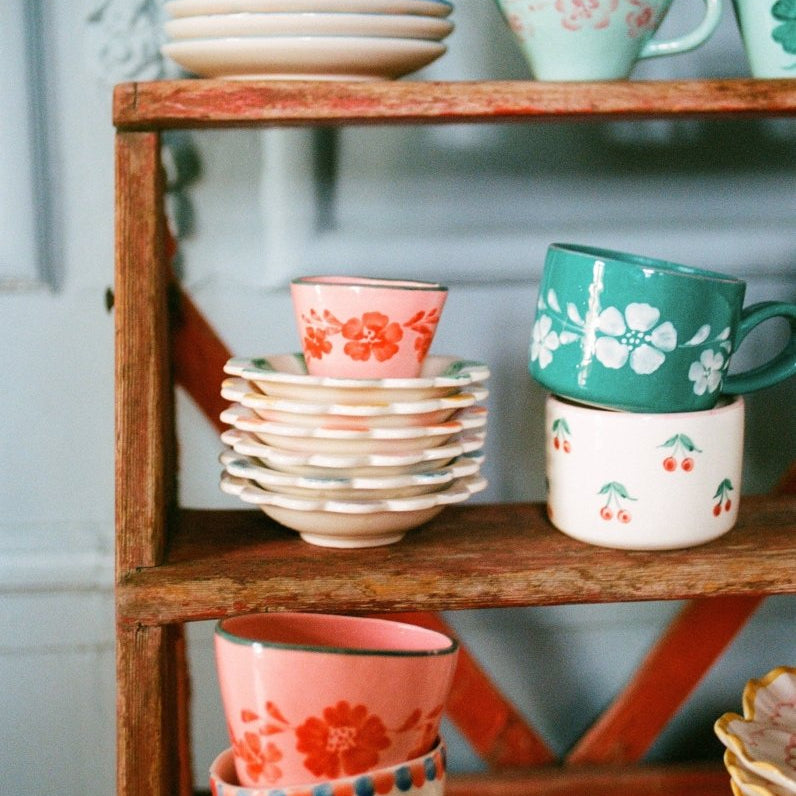 Tasse à expresso ovale - peint à la main - 70 ml - boutique décoration Montreal