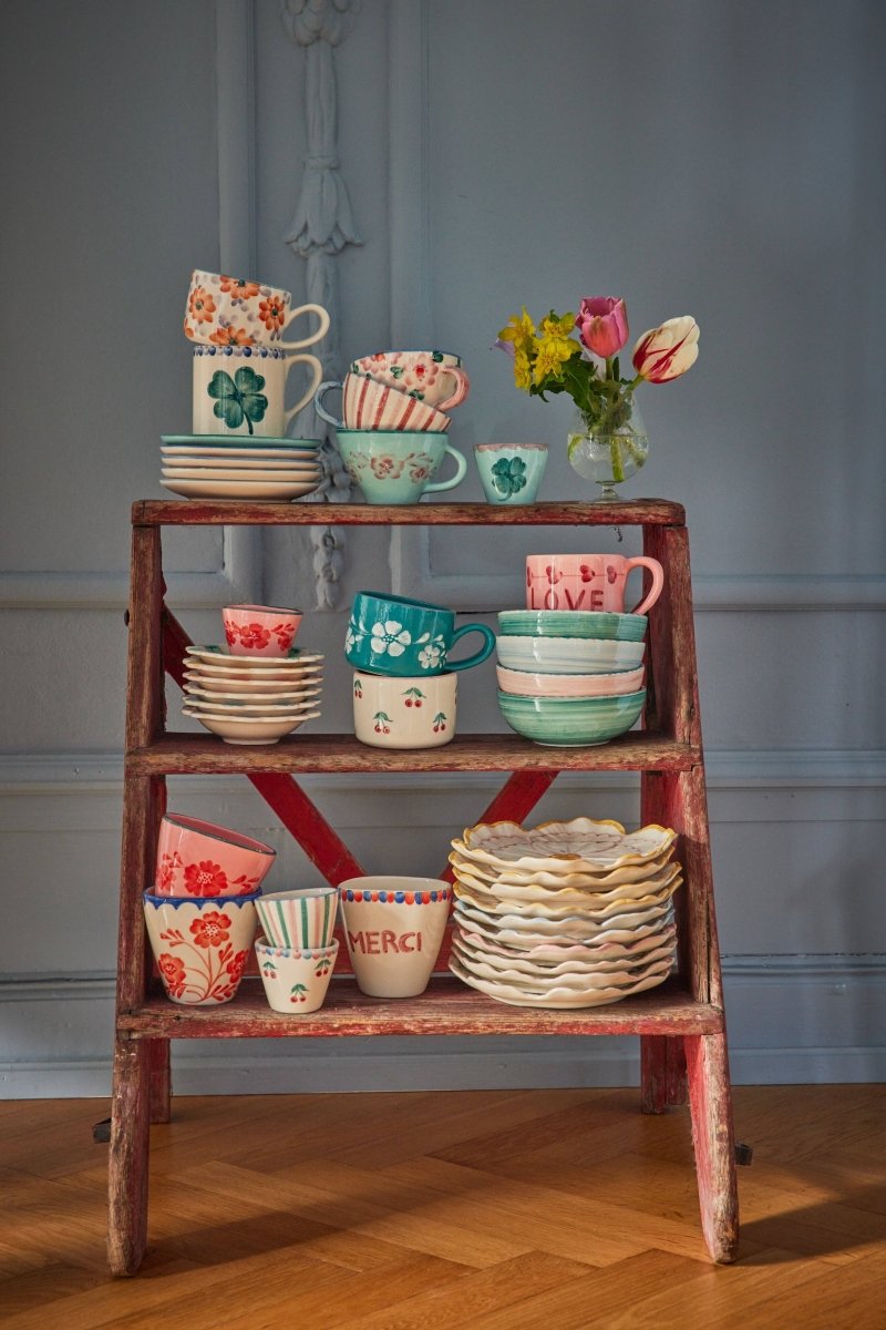 Tasse à expresso ovale - peint à la main - 70 ml - boutique décoration Montreal