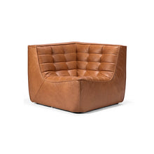 Charger l&#39;image dans la galerie, canapé en cuir brun, canapé d&#39;angle pour le salon
