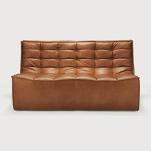 Charger l&#39;image dans la galerie, canapé 2 places en cuir brun véritable
