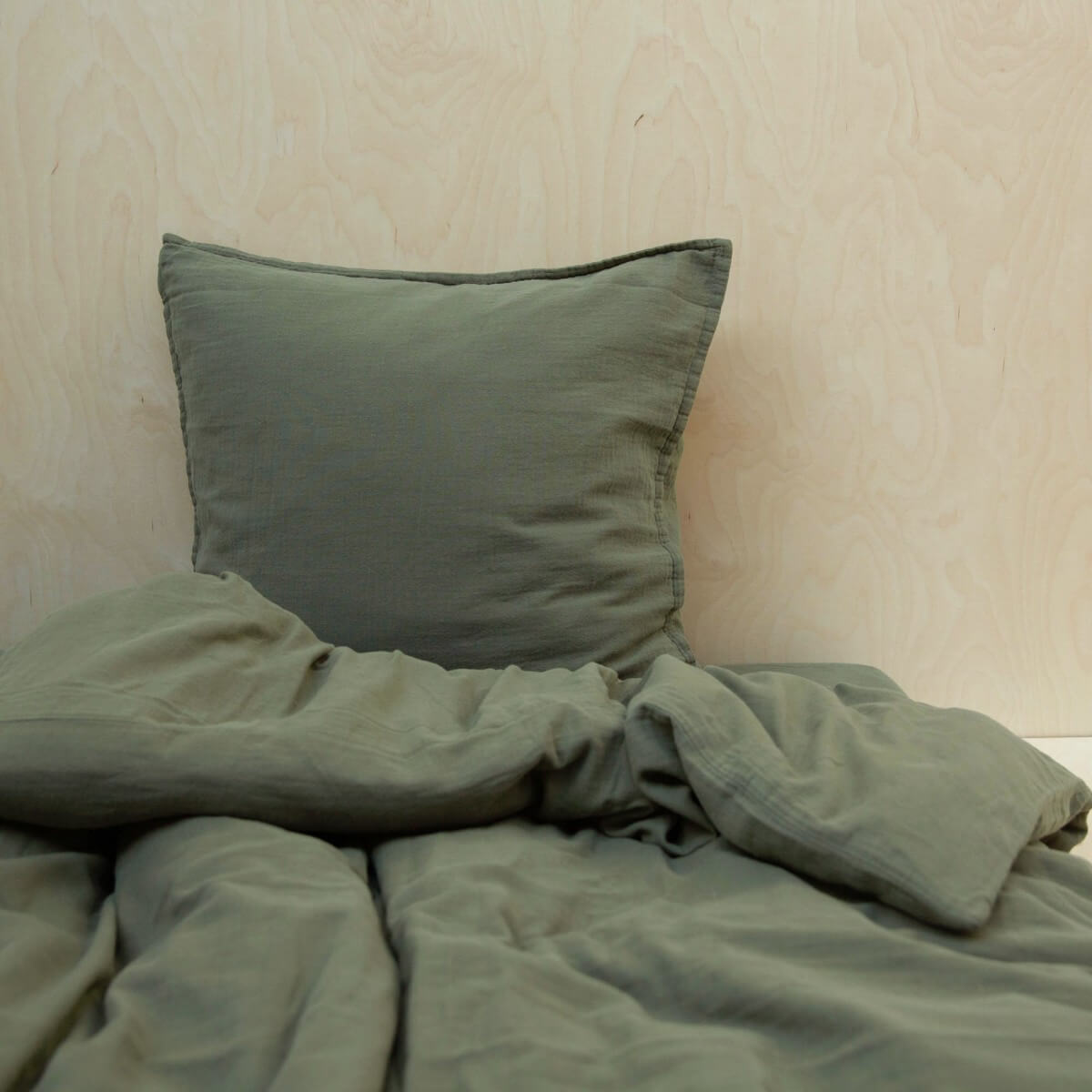 literie en gaze de coton, vert kaki, housse de couette