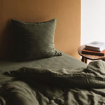 housse de couette gaze de coton, vert kaki, literie