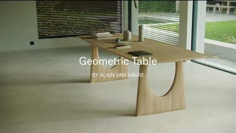 table geometric bois massif, designer alain van havre, 8 personnes