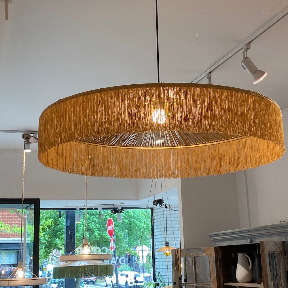 Suspension Parasol à Franges Raphia - Doré - boutique décoration Montreal