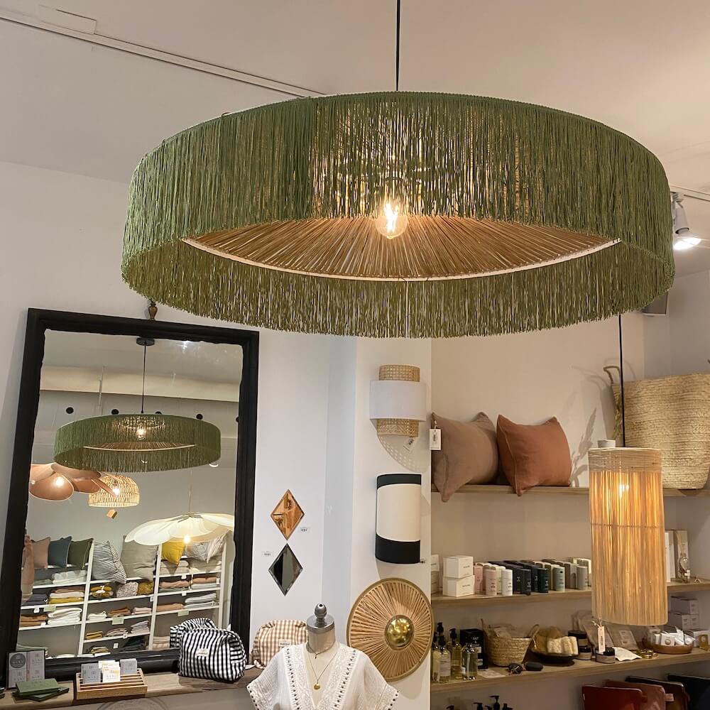 Suspension Parasol à Franges Raphia - Mousse - boutique décoration Montreal