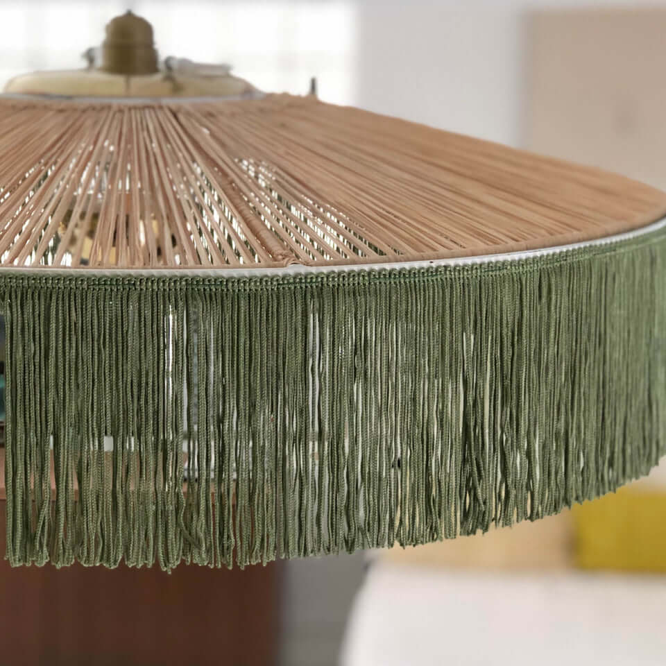 Suspension Parasol à Franges Raphia - Mousse - boutique décoration Montreal