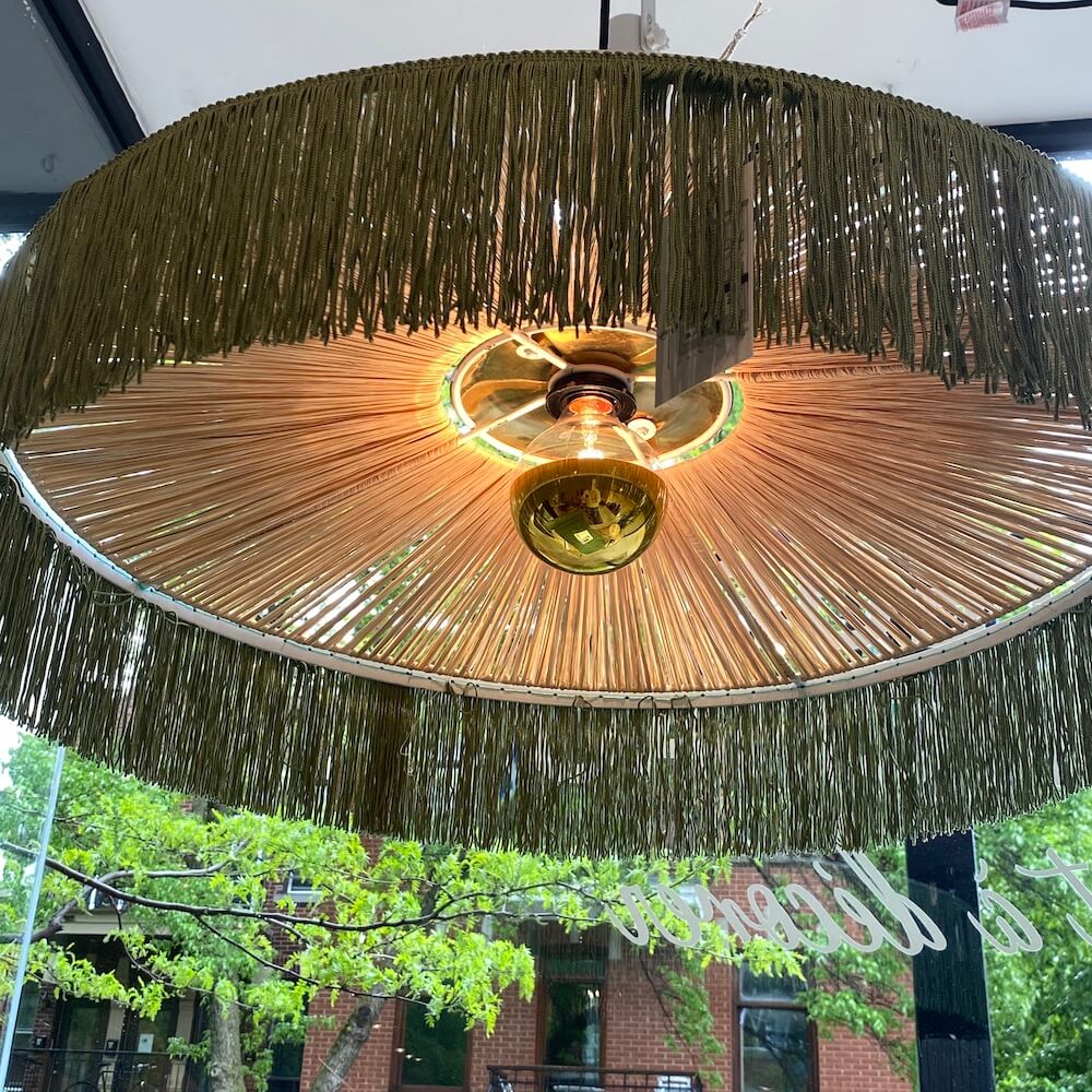 Suspension Parasol à Franges Raphia - Mousse - boutique décoration Montreal