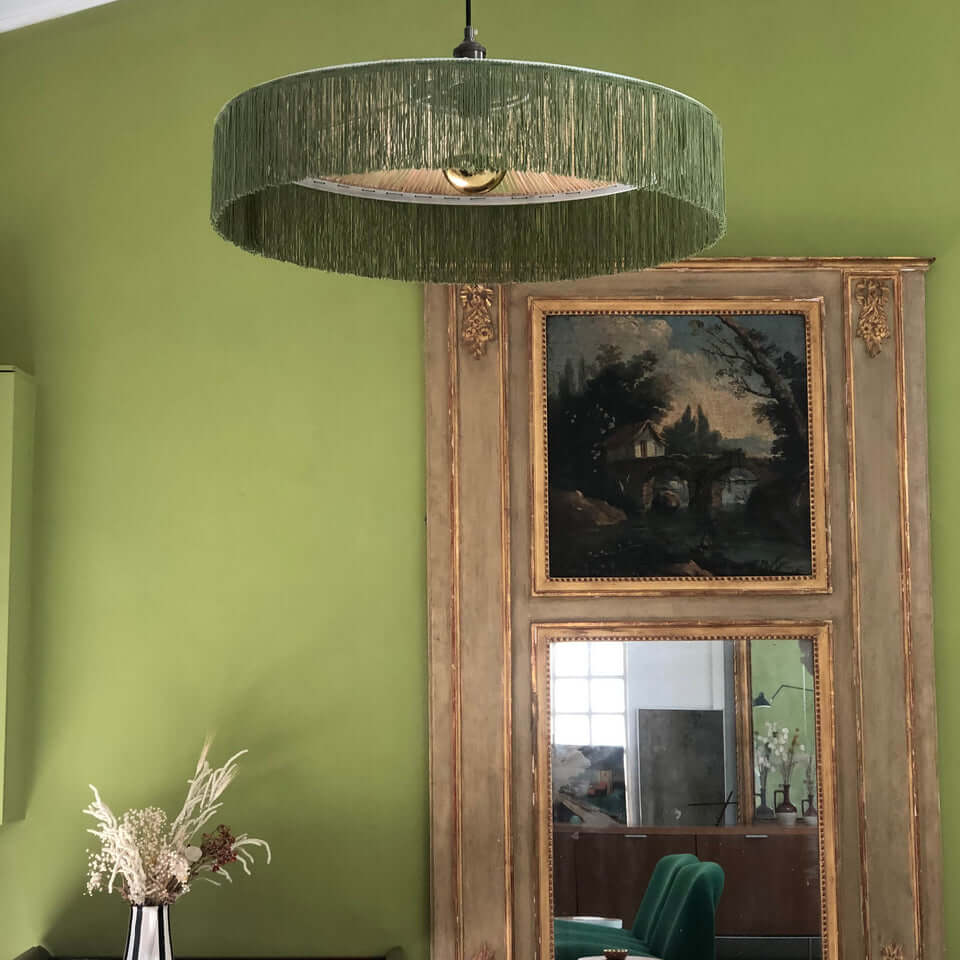 Suspension Parasol à Franges Raphia - Mousse - boutique décoration Montreal