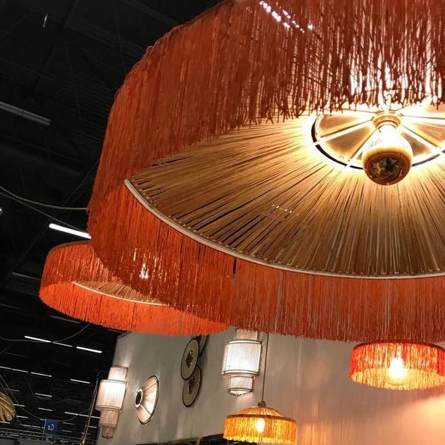 Suspension Parasol à Franges Raphia - Orange - boutique décoration Montreal