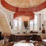 Suspension Parasol à Franges Raphia - Orange - boutique décoration Montreal