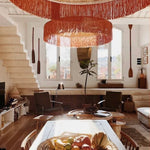 Suspension Parasol à Franges Raphia - Orange - boutique décoration Montreal