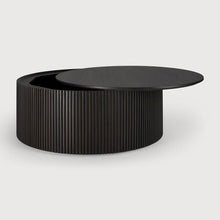 Load image into Gallery viewer, table de salon avec coffre, bois noir, designer designer Jacques Deneef
