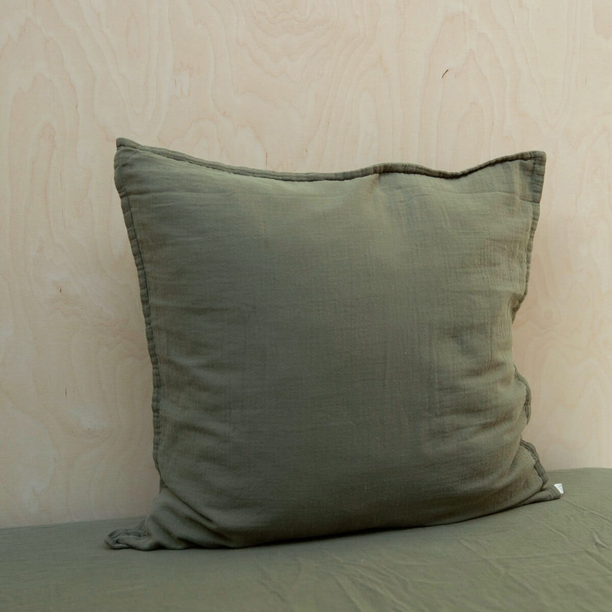 taie oreiller en gaze de coton, rectangle ou carré, doux, couleur vert kaki