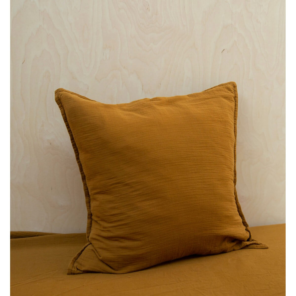 taie oreiller en gaze de coton, carré, doux, couleur ambre
